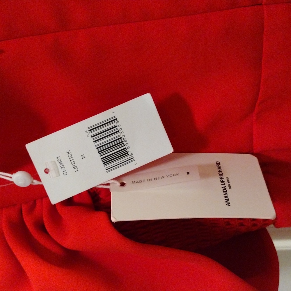 Amanda Uprichard Darien Off The Shoulder, Slit, Midi Dress in Lipstick Red 6 NWT - Picture 11 of 12